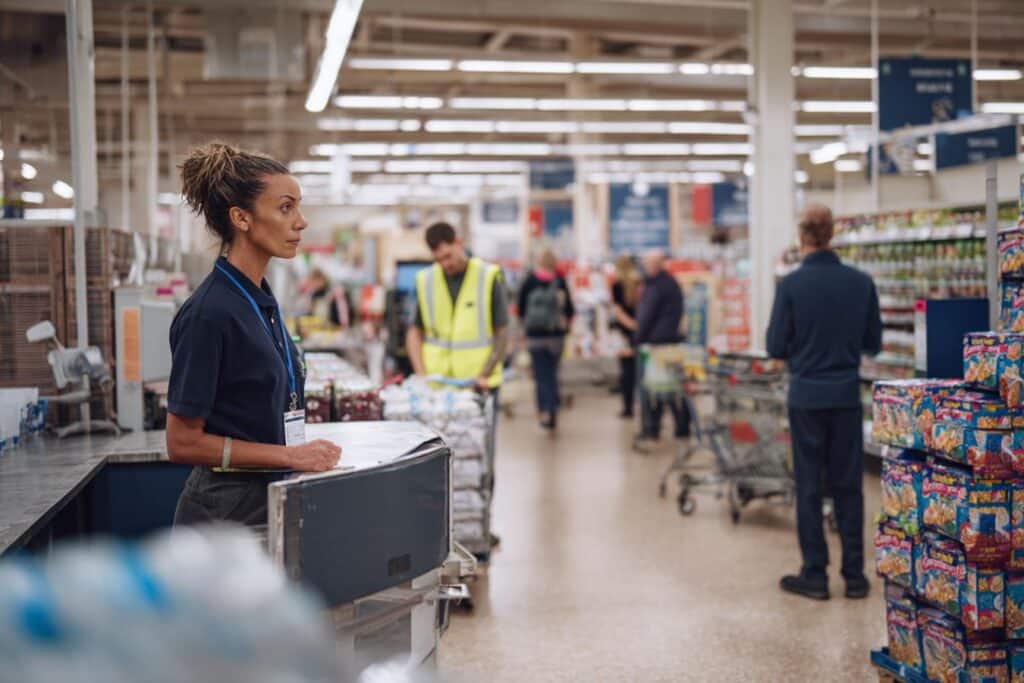 employe absent caisse rayons vides
