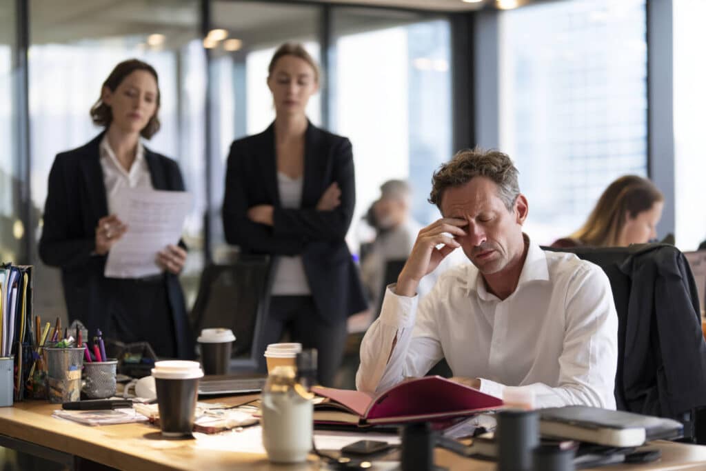 employé fatigué travaillant 12 jours