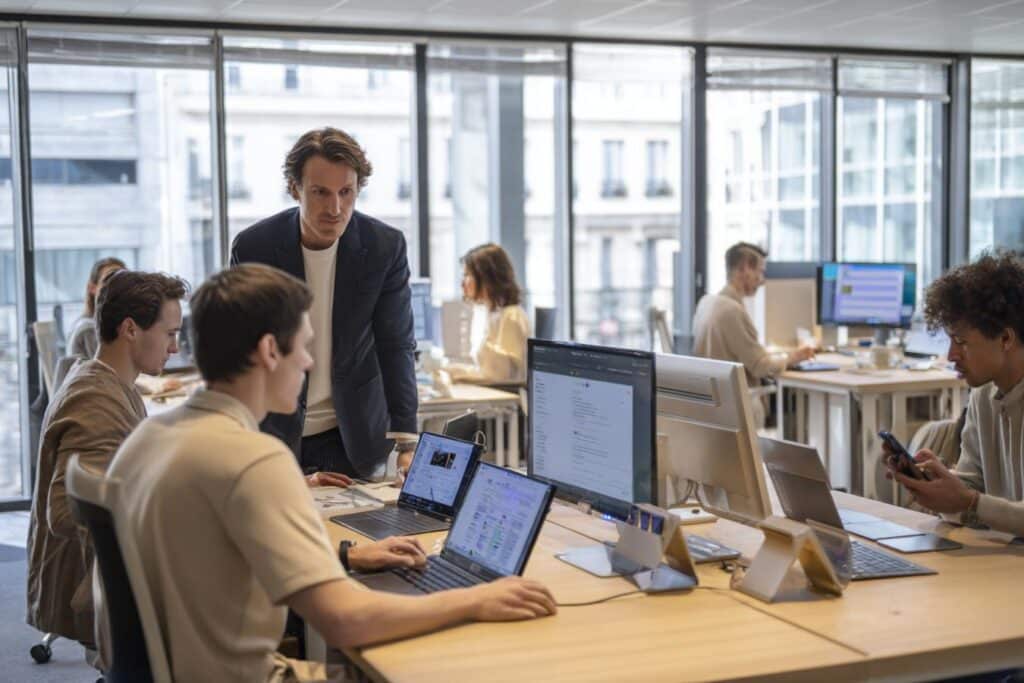 jeune salarie utilisant ia au travail