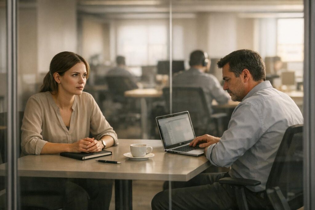 manager donne feedback demande en entreprise