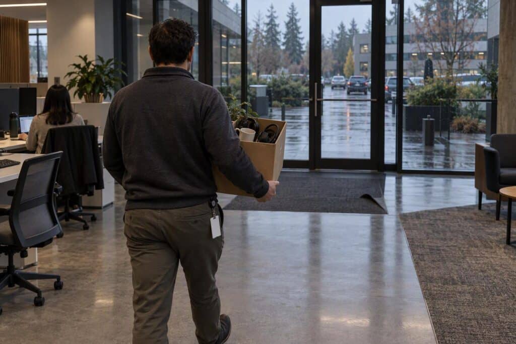 Visuel sur les salariés invités à quitter Microsoft malgré les dépenses en IA