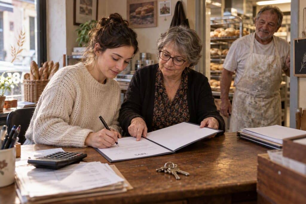 Une famille autour de documents liés à la SARL de famille